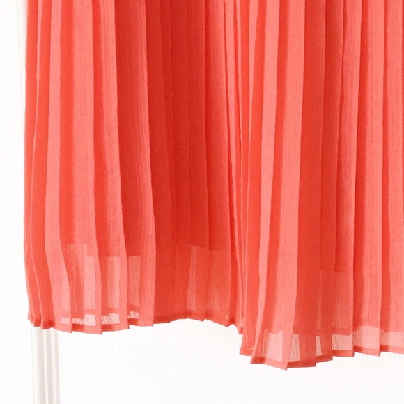 ALICE + OLIVIA Bright Coral Pleated Skirt - Picture 5 of 11